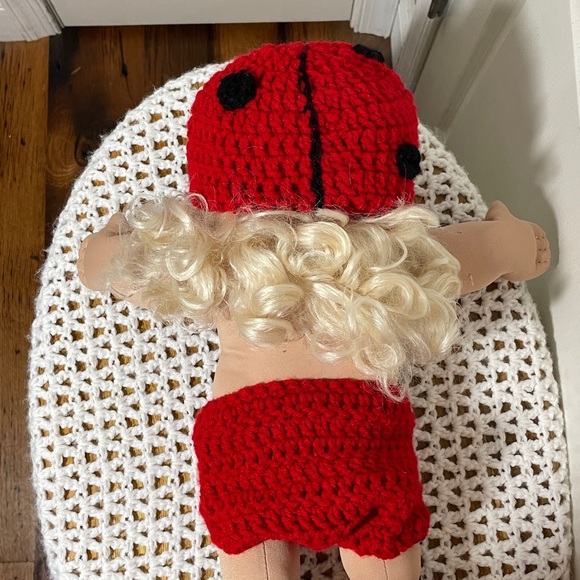 Handmade Ladybug Baby Crochet Set Hat Diaper Cover Red Black Pics Halloween Gift - Picture 3 of 16